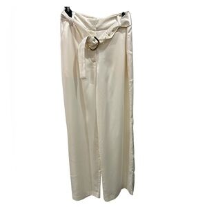 NWT Cache Metallic Ivory Pants Belted Women’s Size‎ 2